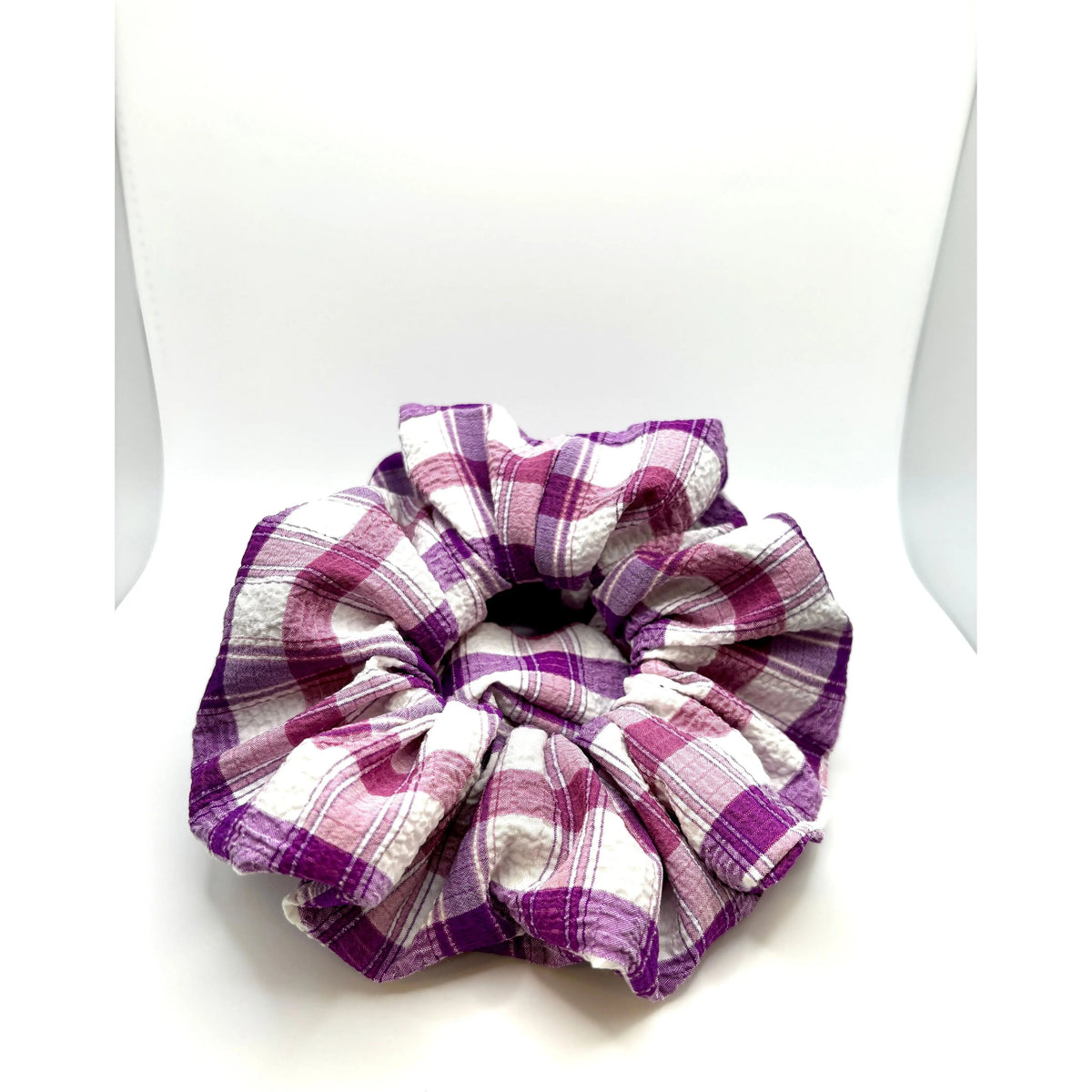 Purple Plaid Spring Scrunchie