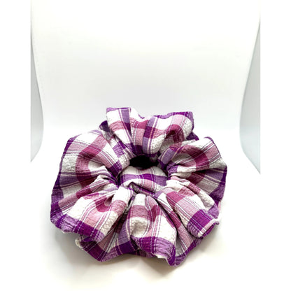 Purple Plaid Spring Scrunchie