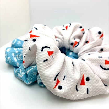 Snowman and Blue HoHoHo Christmas Scrunchie Set