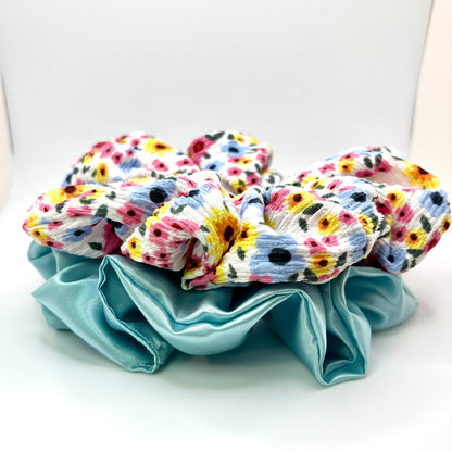 Seafoam & Floral Summer Scrunchie Set