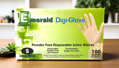 EMERALD DIGI-GLOVE POWDER-FREE LATEX GLOVES - SMALL