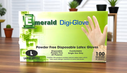 EMERALD DIGI-GLOVE POWDER-FREE LATEX GLOVES - LARGE