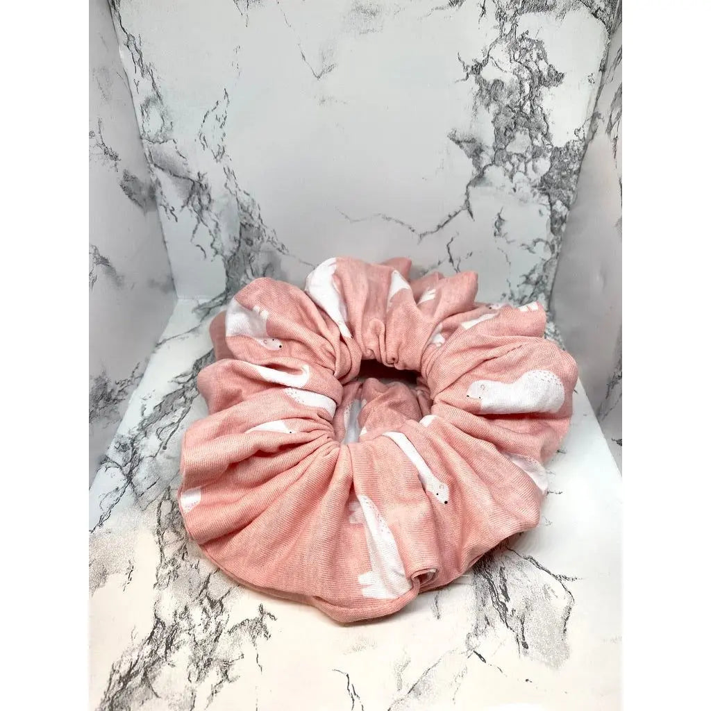 Pink Polar Bear Winter Scrunchie