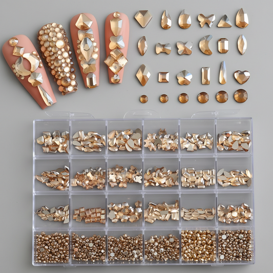 LUXURY CRYSTAL RHINESTONE 24-GRID - CHAMPAGNE