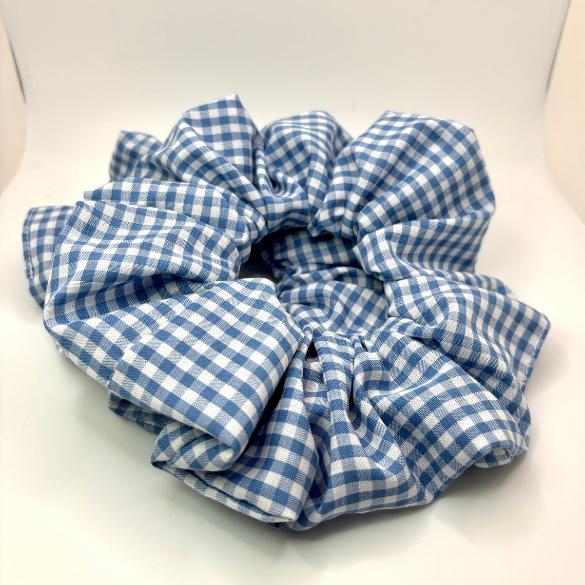 Blue Gingham Spring Scrunchie