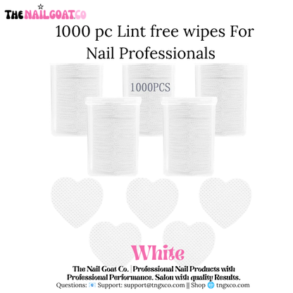 TheNailGoatCo 1000PC Heart-Shaped Lint-Free Nail Wipes for Nail Professionals