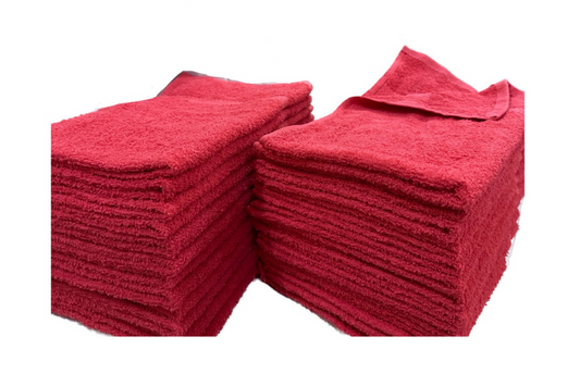 RED PREMIUM 100% COTTON TOWELS 16X27 - 12PCS/BAG