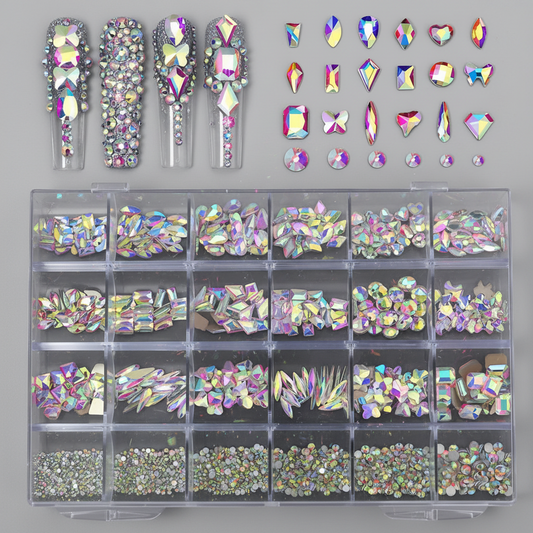 LUXURY CRYSTAL RHINESTONE 24-GRID - AB RAINBOW