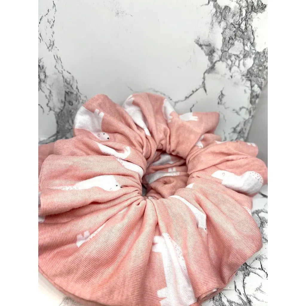 Pink Polar Bear Winter Scrunchie