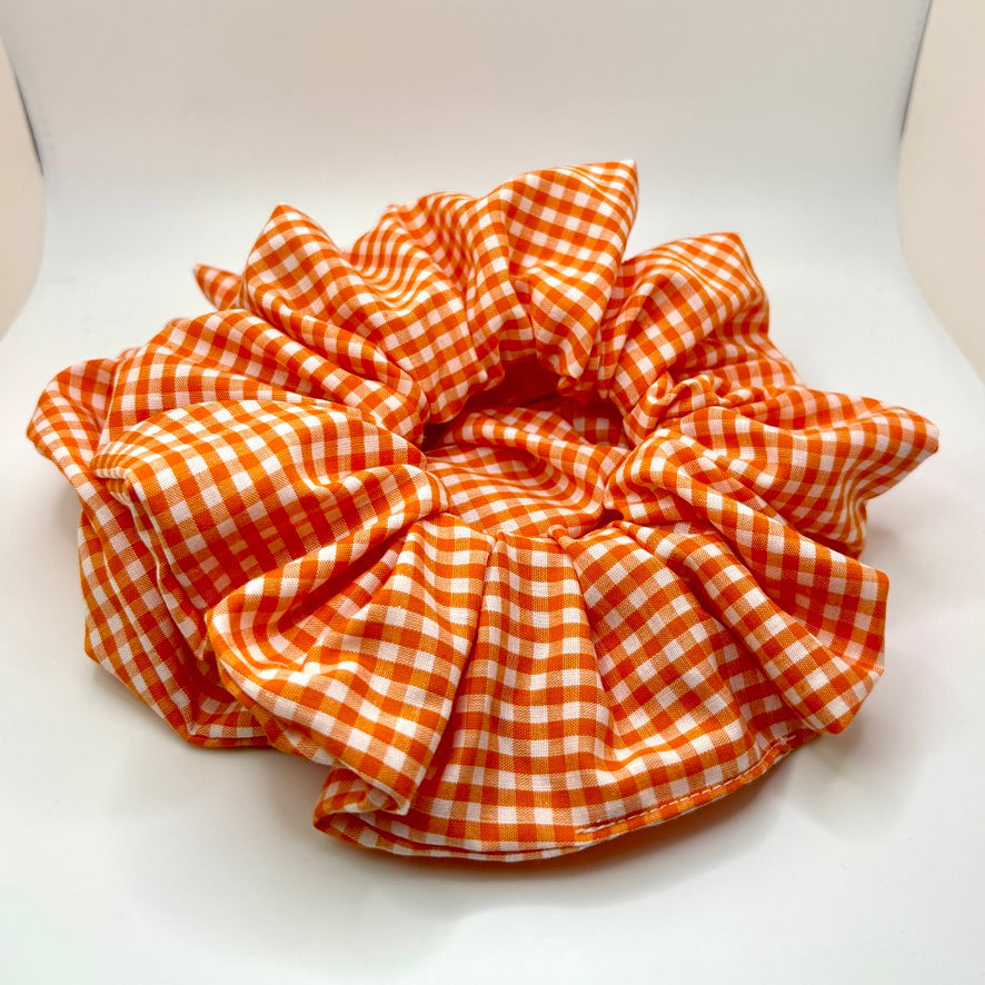 Orange Gingham Spring Scrunchie
