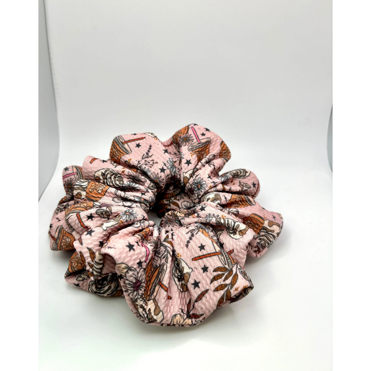 Floral Iced Coffee Bullet Scrunchie