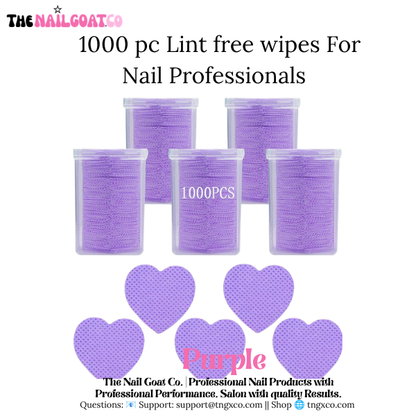 TheNailGoatCo 1000PC Heart-Shaped Lint-Free Nail Wipes for Nail Professionals