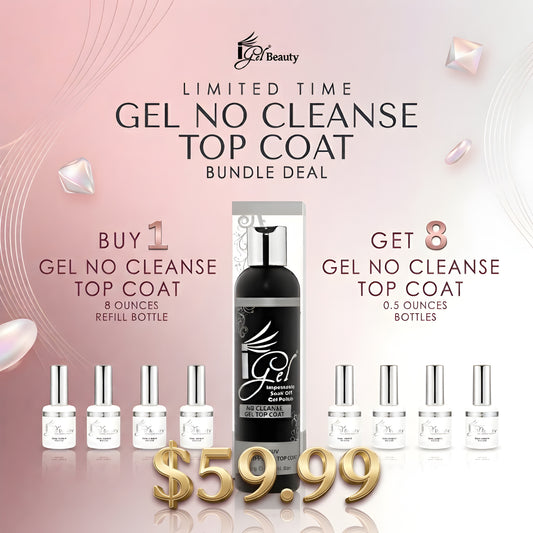 REFILL BUNDLE - IGEL NO CLEANSE TOP COAT - 8OZ. + 8 BOTTLES 0.5OZ. FREE