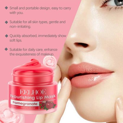 Eelhoe 10g Red Pomegranate Lip Sleeping Mask Moisture Lip Gloss Nourish Cracked Dry Lips Lightening Fine Lines Plumping Lip Mask