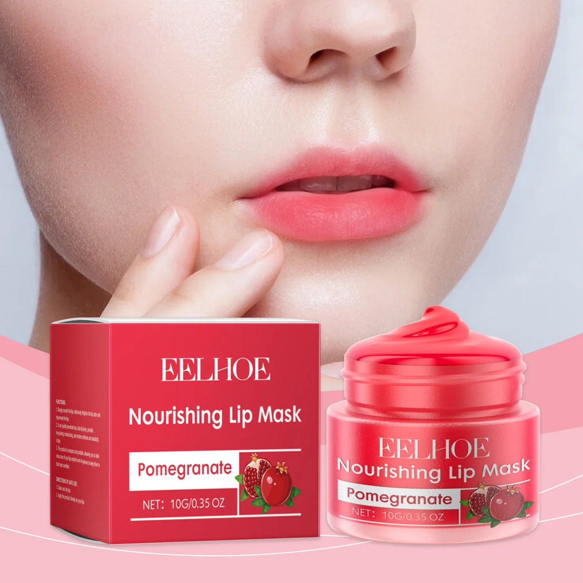 Eelhoe 10g Red Pomegranate Lip Sleeping Mask Moisture Lip Gloss Nourish Cracked Dry Lips Lightening Fine Lines Plumping Lip Mask