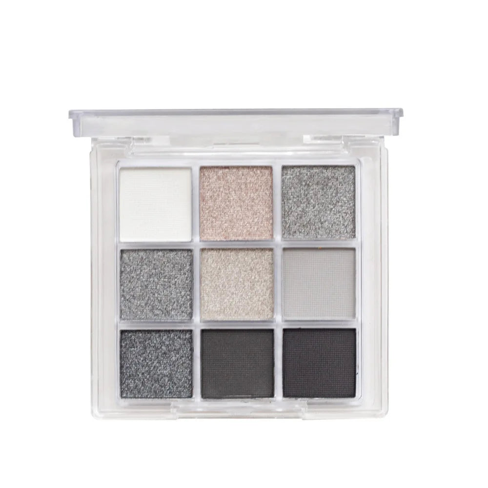 9-Color Eyeshadow Palette - Purple Matte & Shimmer Glitter