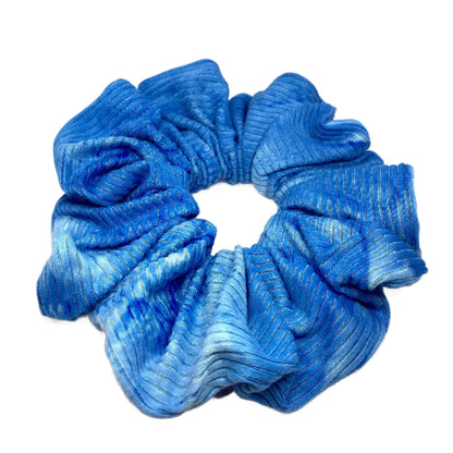 Blue Tie Dye Ribbed Scrunchie