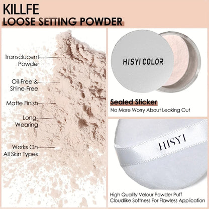 Waterproof Matte Loose Setting Powder – Oil Control, Brightening, Long-Lasting, Natural Finish, Multi-Skin, Unisex, Certified