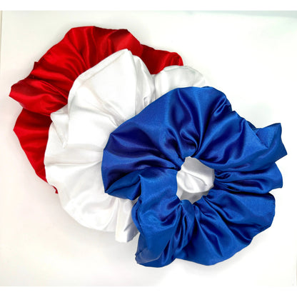 Silk Red, White, & Blue Scrunchie Trio