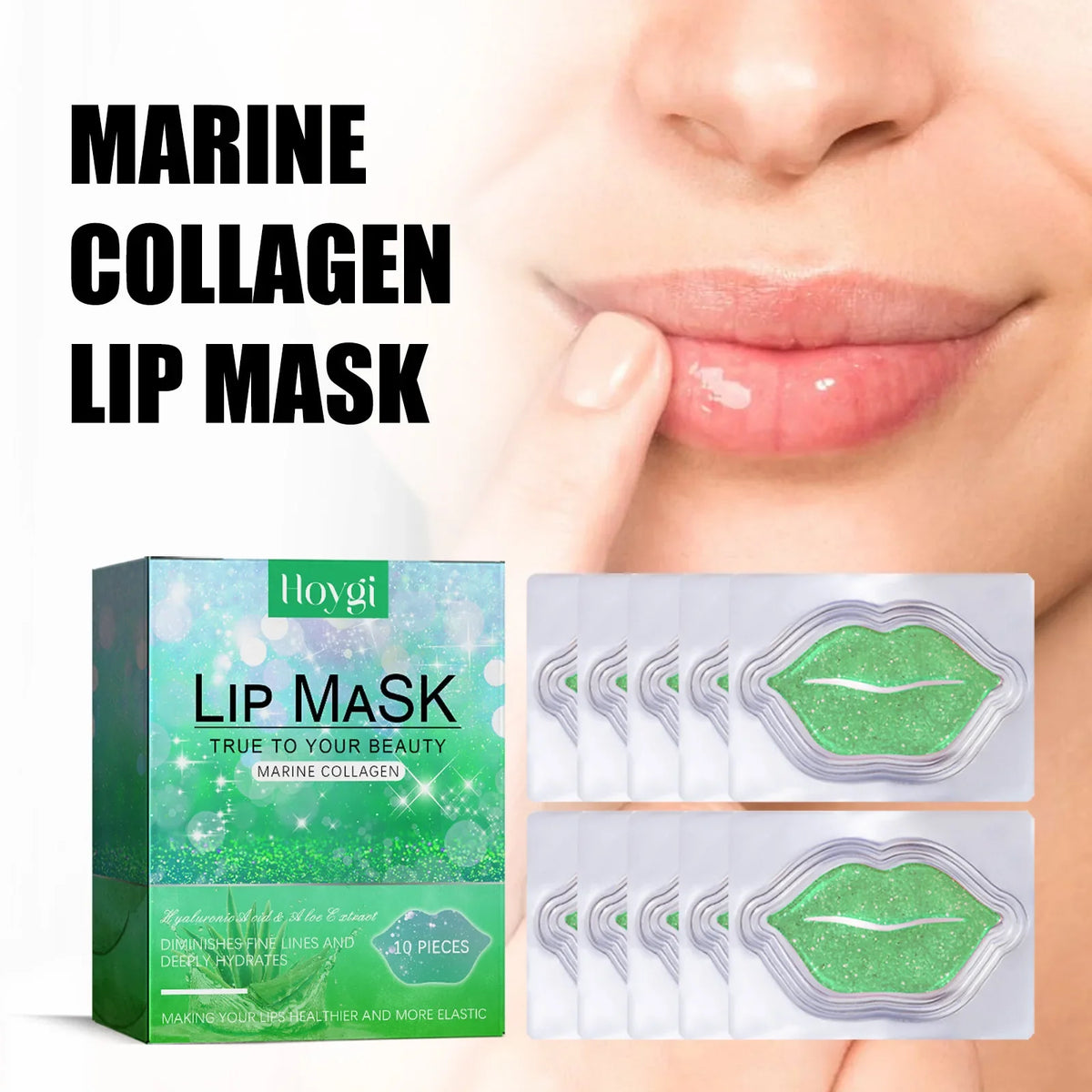 Hoygi 10pcs Aloe Exfoliating Lip Mask Plumping Moisturizing Repairing Smooth Lip Remove Cuticle Dead Skin Gloss Plumper Lip Mask