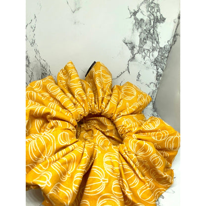Yellow Pumpkin Fall Scrunchie