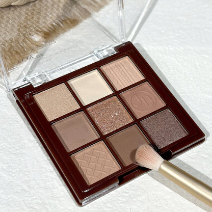 Chocolate Warm Brown Earth Palette - 9 Shades Matte Orange Brown Pearlescent Glitter Illuminating Wear Eyeshadow