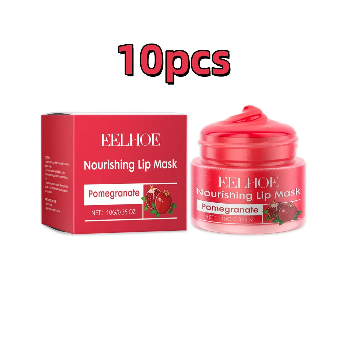 Eelhoe 10g Red Pomegranate Lip Sleeping Mask Moisture Lip Gloss Nourish Cracked Dry Lips Lightening Fine Lines Plumping Lip Mask