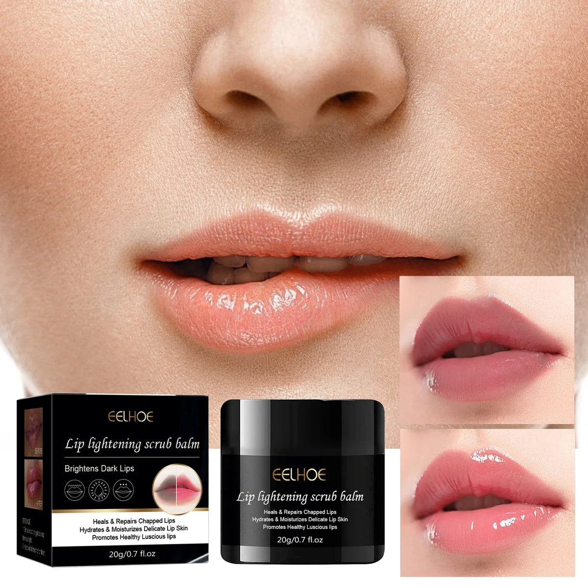 Lip Lightening Scrub Balm for Dark Lips Remove Dark Smoke Lips Exfoliating Repair Fine Lines Moisturizing Brightening Lip Care