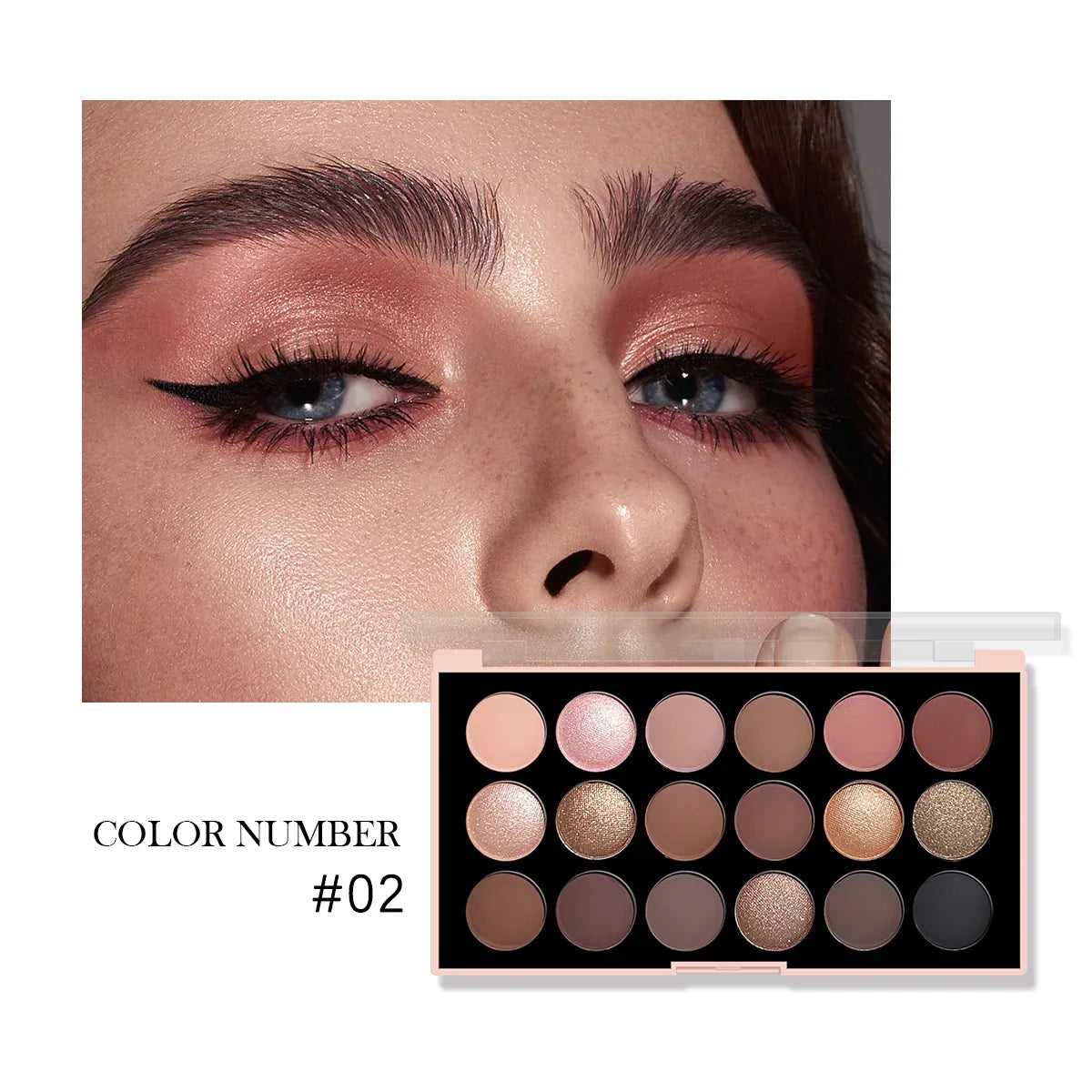 18-Color Eyeshadow Palette – Pearlescent, Matte, Fine Shimmer, Glitter, Earth Tones, Long-Lasting, High-Performance