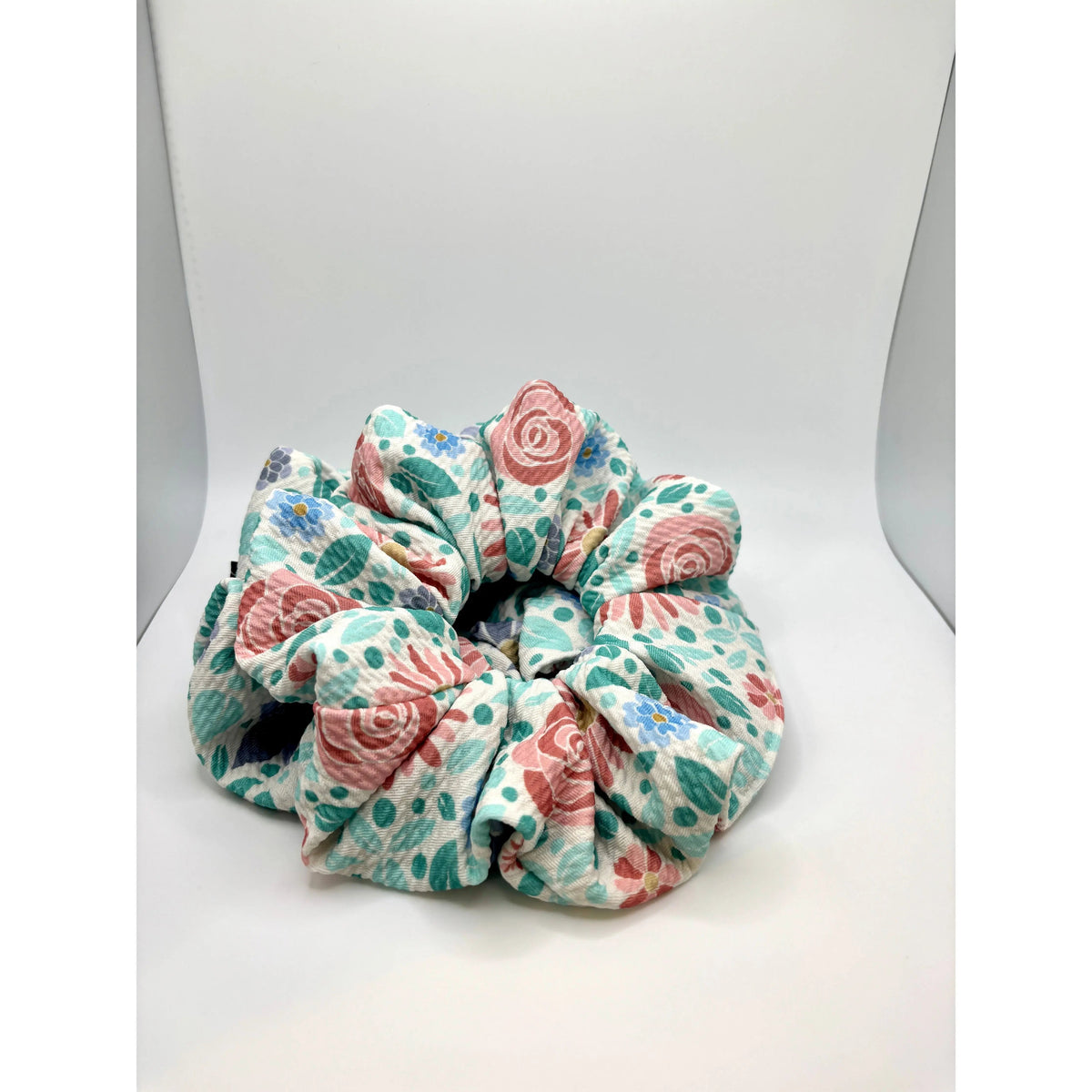 Blue Floral Bullet Scrunchie