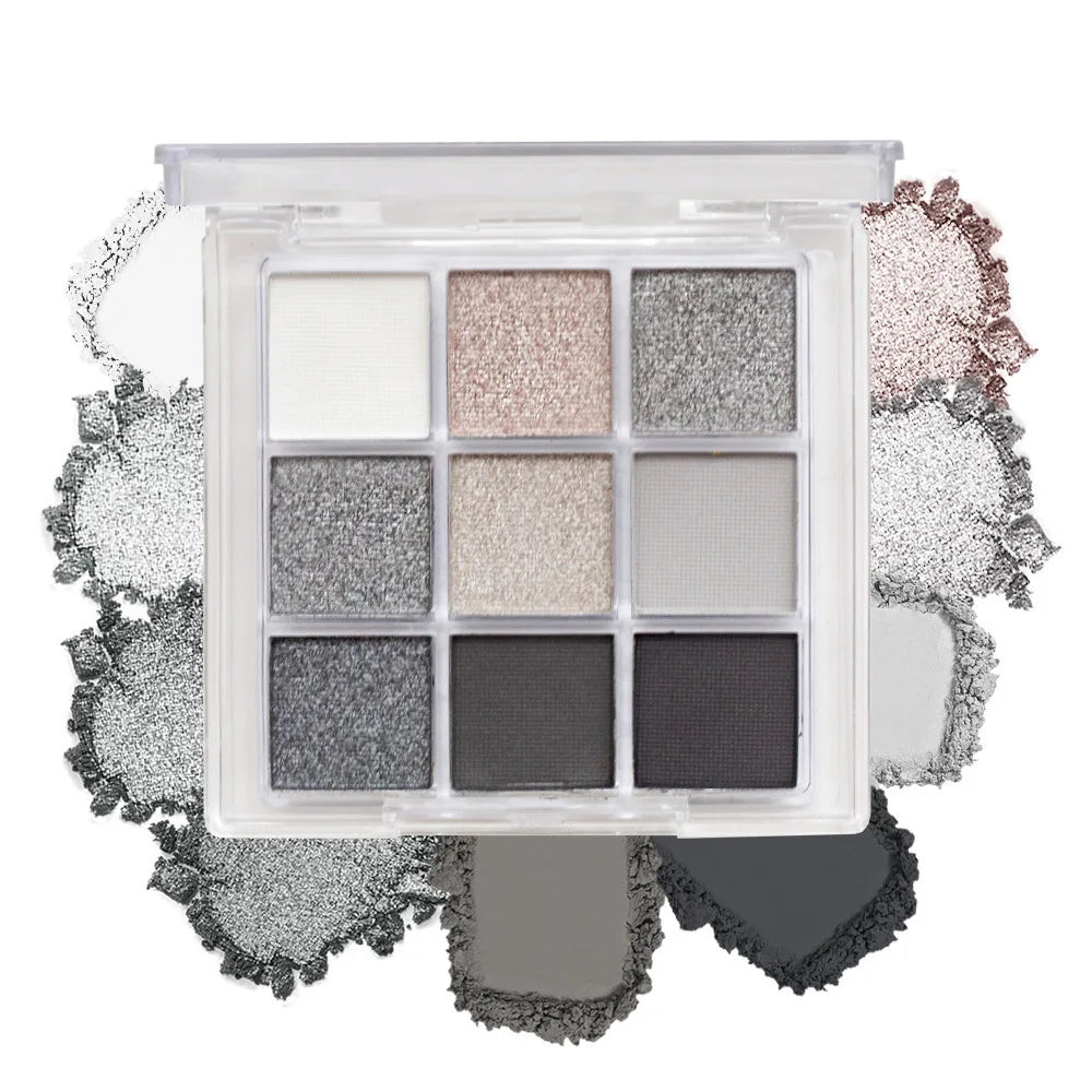 9-Color Eyeshadow Palette - Purple Matte & Shimmer Glitter