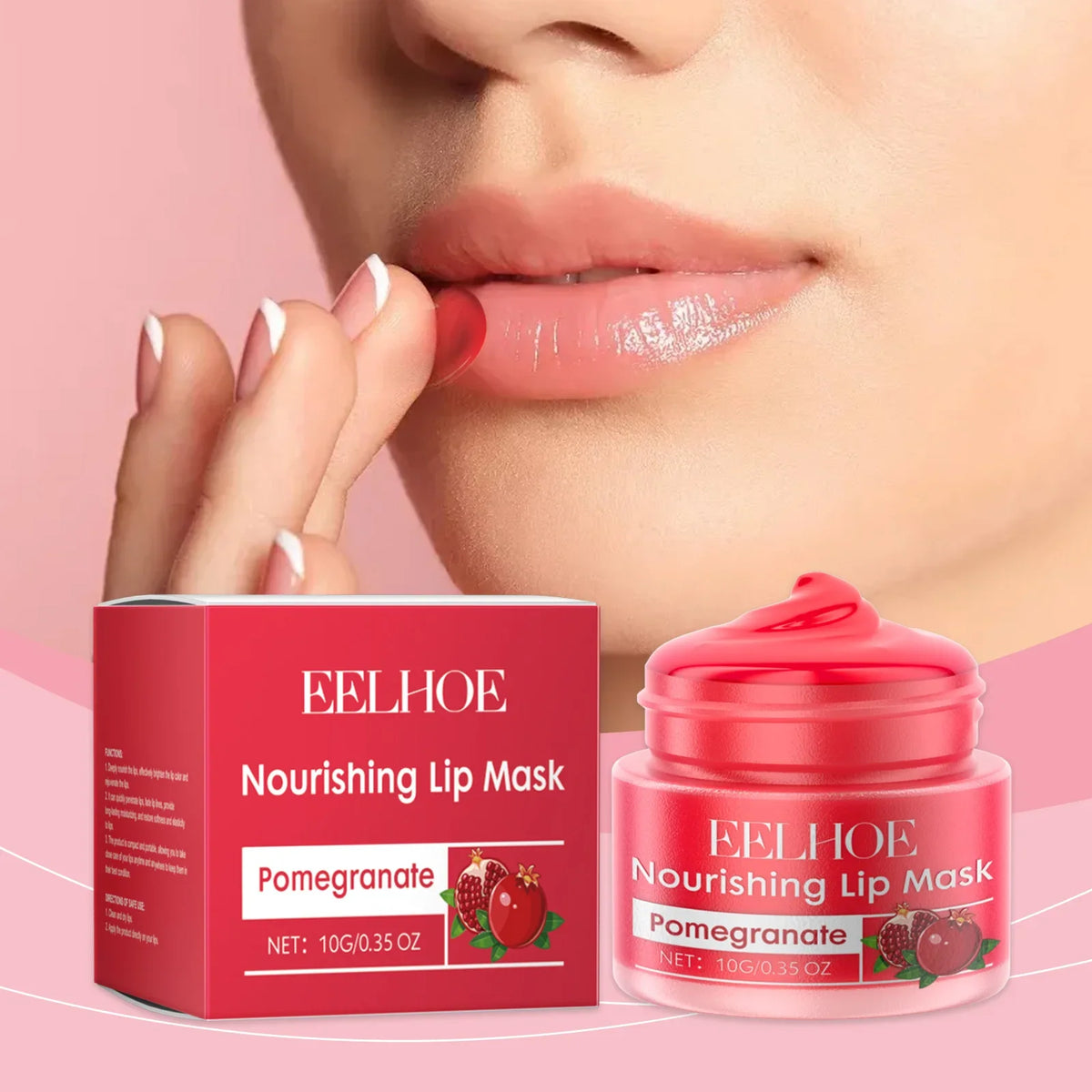 Eelhoe 10g Red Pomegranate Lip Sleeping Mask Moisture Lip Gloss Nourish Cracked Dry Lips Lightening Fine Lines Plumping Lip Mask