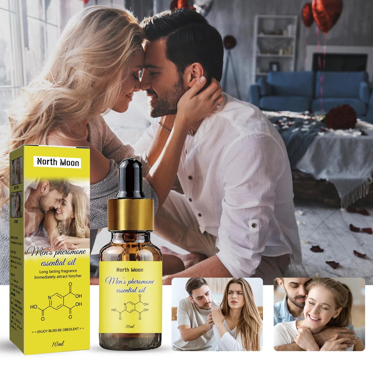 North Moon 10ml Pheromone Essential Oil Perfume Lasting Natural Refresh Body For Man To Attract Women Dating Flirt Essential Oil