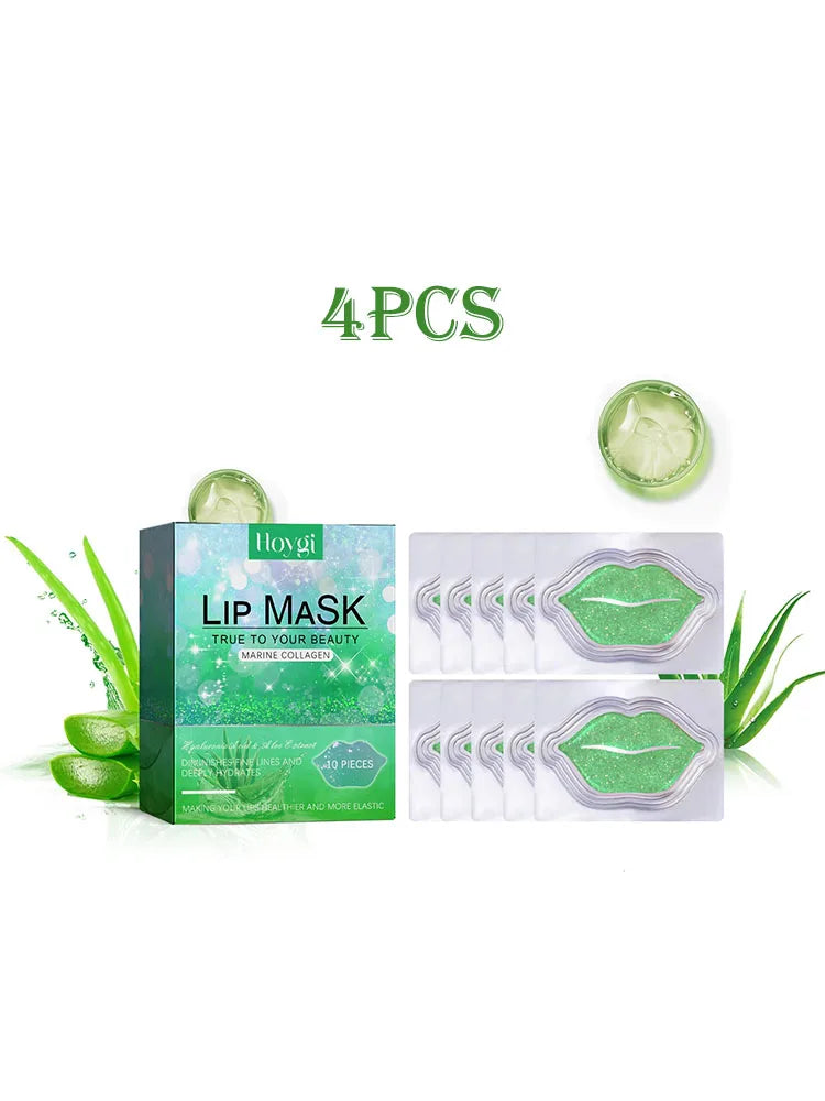 Hoygi 10pcs Aloe Exfoliating Lip Mask Plumping Moisturizing Repairing Smooth Lip Remove Cuticle Dead Skin Gloss Plumper Lip Mask