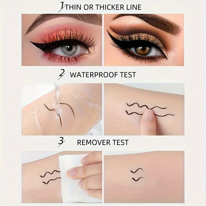 Black waterproof, sweat-proof, and smudge-proof eyeliner creates a natural look and glides on quickly and easily.