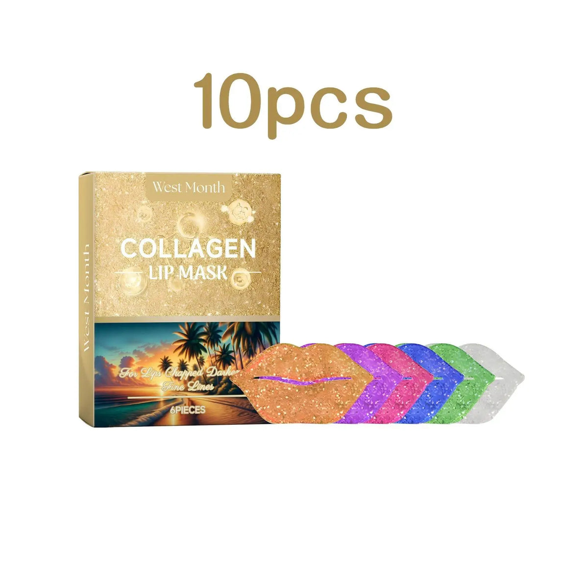 West&Month 6pcs Collagen Lip Mask Hydrating Firming Fade Lip Lines Nourishing Night Sleep Smooth Anti Dry Care Lips Plumper Mask