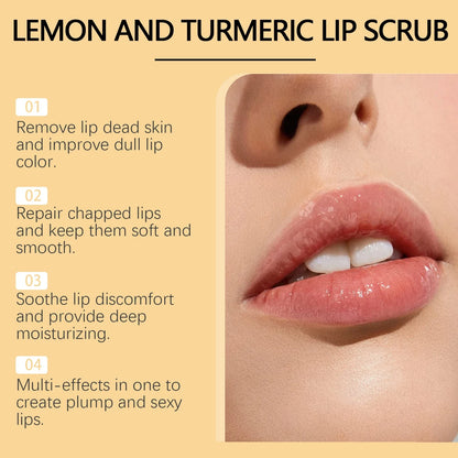 Hoygi 100g Turmeric Lemon Lip Scrub Moisturizing Lip Care Gentle Exfoliating Plumping Remove Dead Skin Nourish Chapped Lip Scrub
