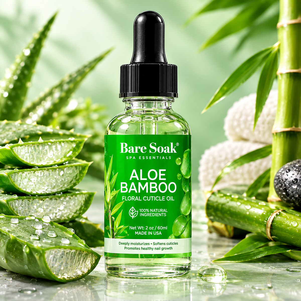 BARE SOAK CUTICLE OIL 2OZ. - ALOE BAMBOO