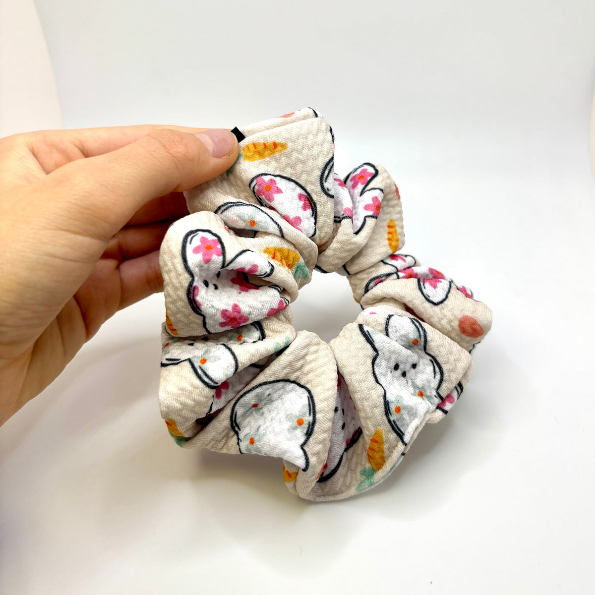 Mini Beige Flower Peep Easter Bullet Scrunchie