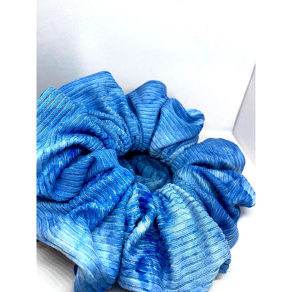 Blue Tie Dye Ribbed Scrunchie