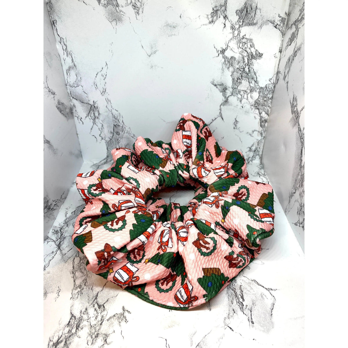 Pink Christmas Tree Bullet Scrunchie
