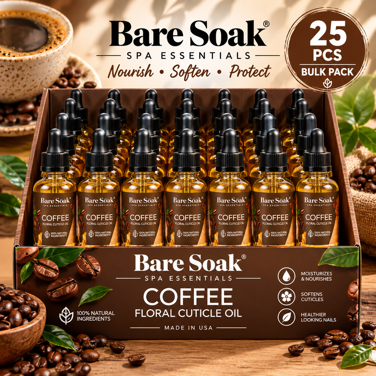 BARE SOAK CUTICLE OIL 2OZ. - COFFEE