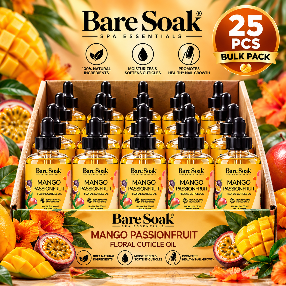 BARE SOAK CUTICLE OIL 2OZ. - MANGO PASSIONFRUIT
