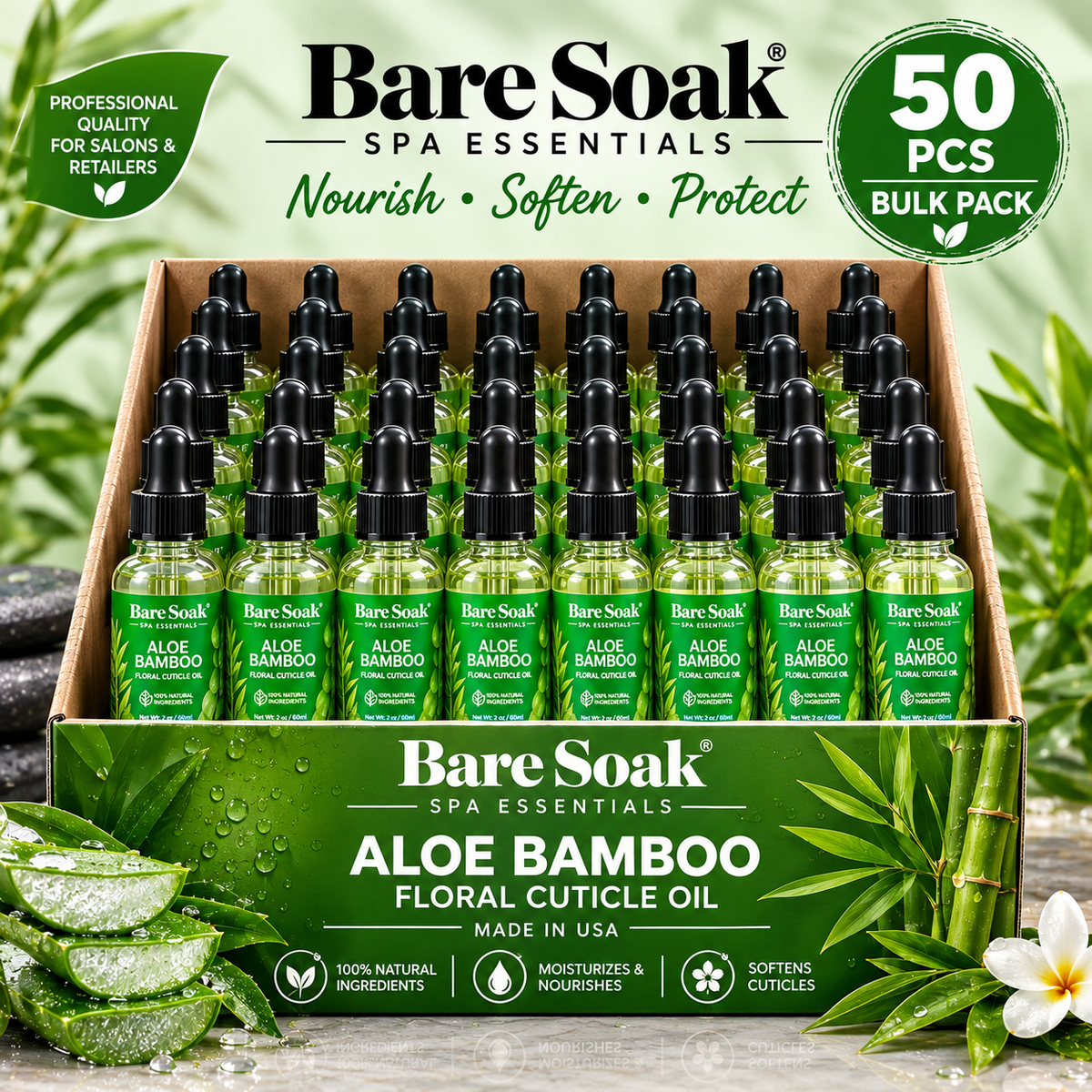 BARE SOAK CUTICLE OIL 2OZ. - ALOE BAMBOO