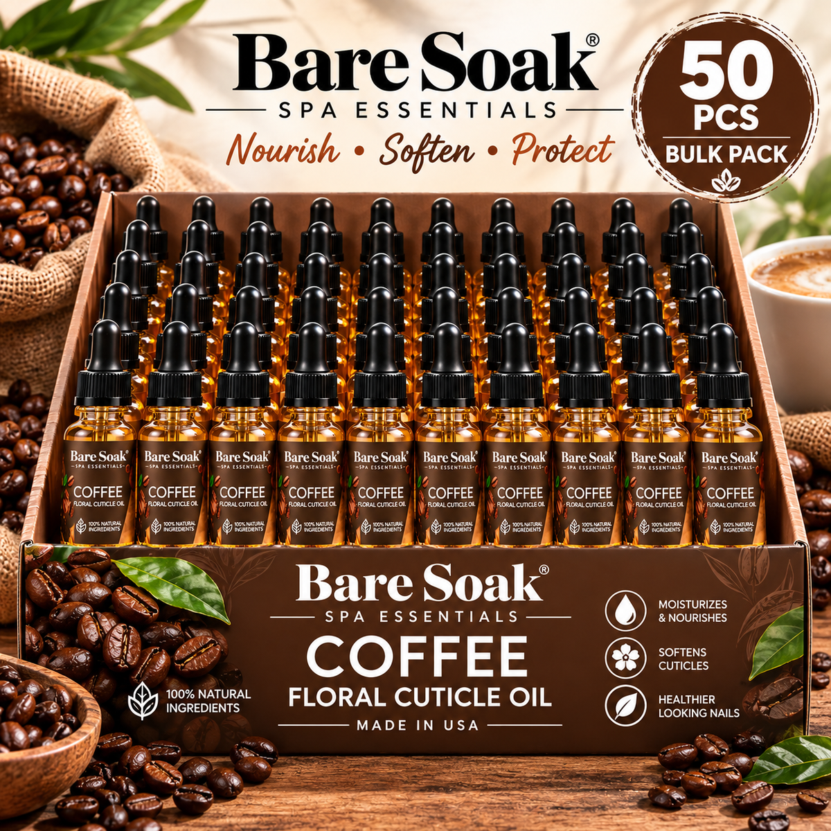 BARE SOAK CUTICLE OIL 2OZ. - COFFEE