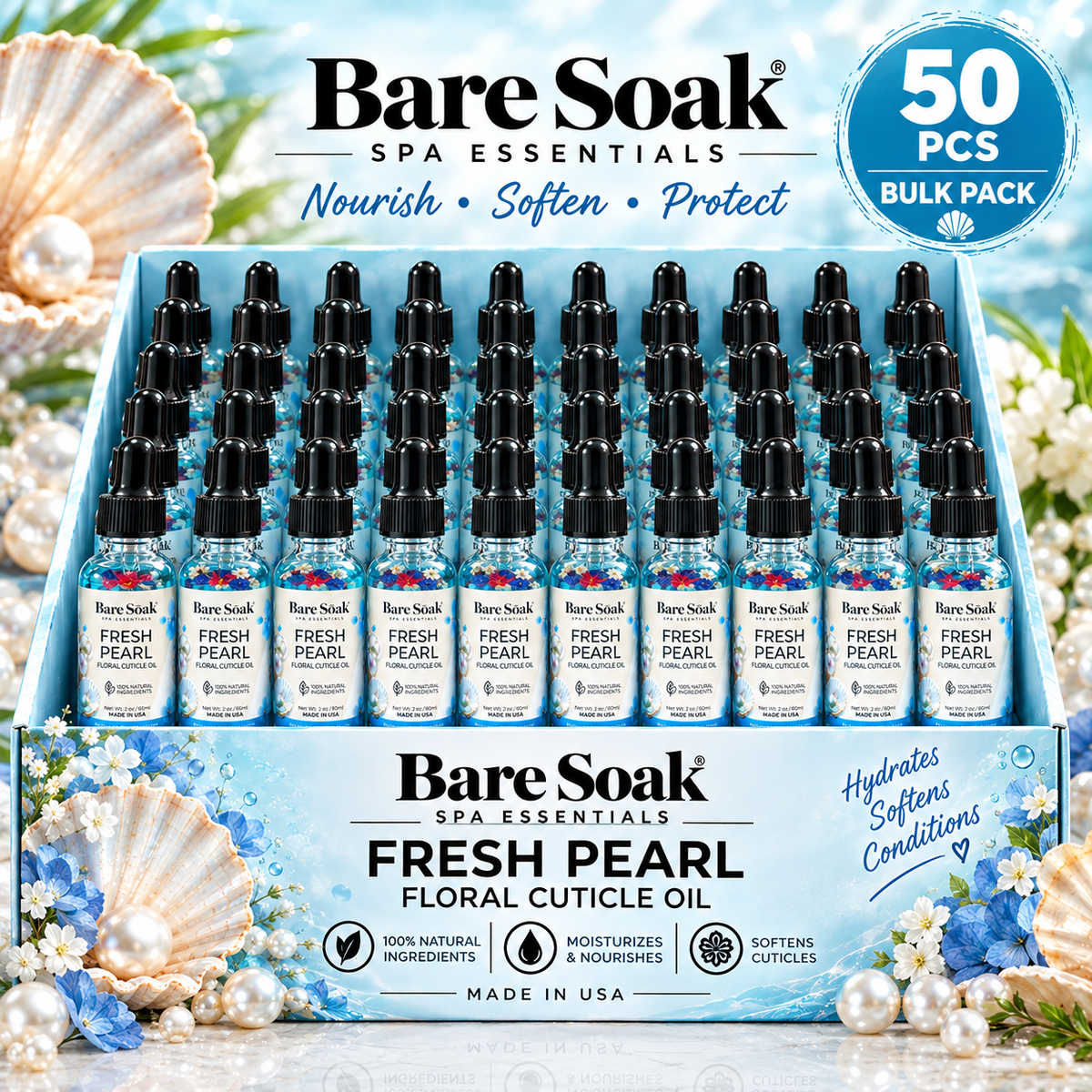 BARE SOAK CUTICLE OIL 2OZ. - FRESH PEARL