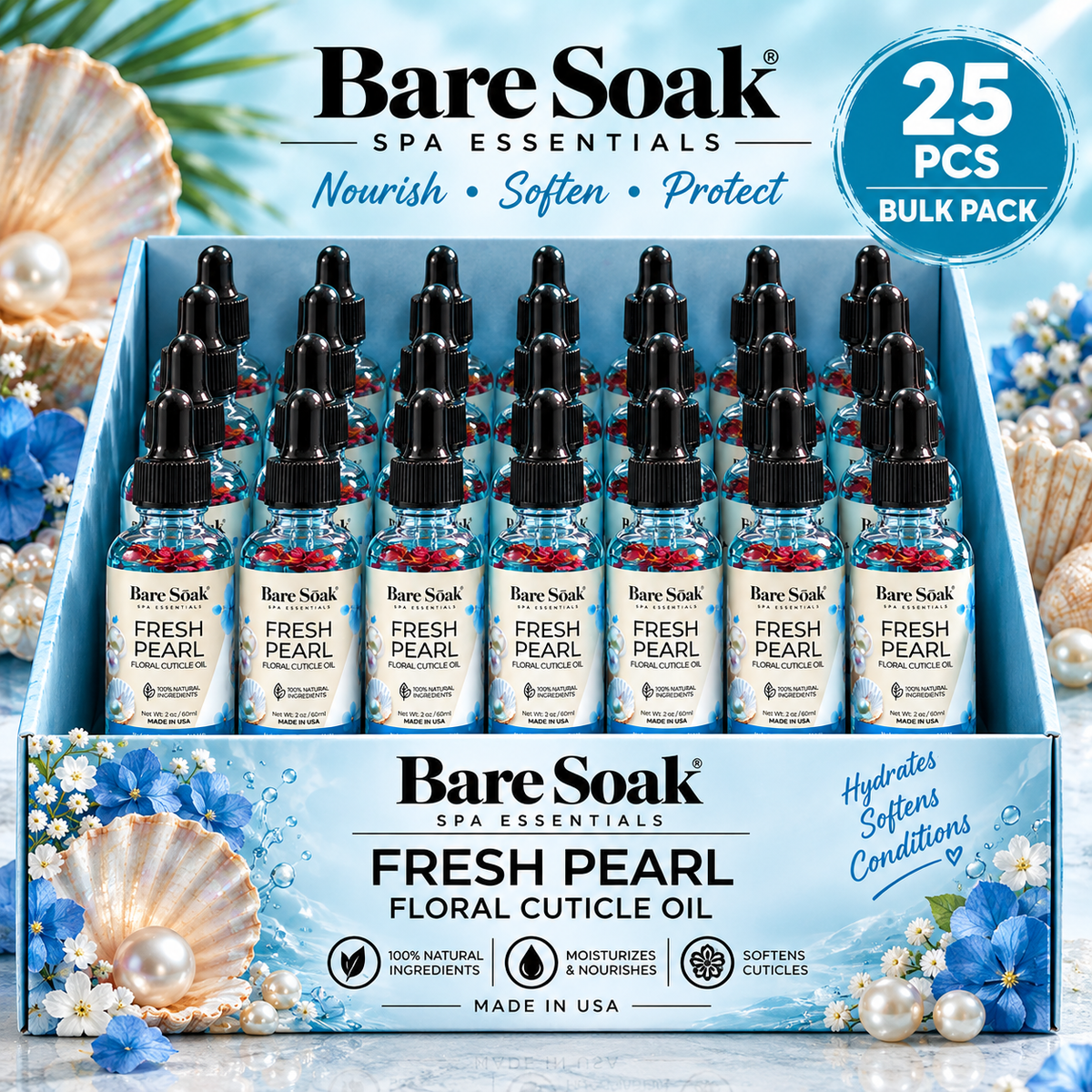 BARE SOAK CUTICLE OIL 2OZ. - FRESH PEARL