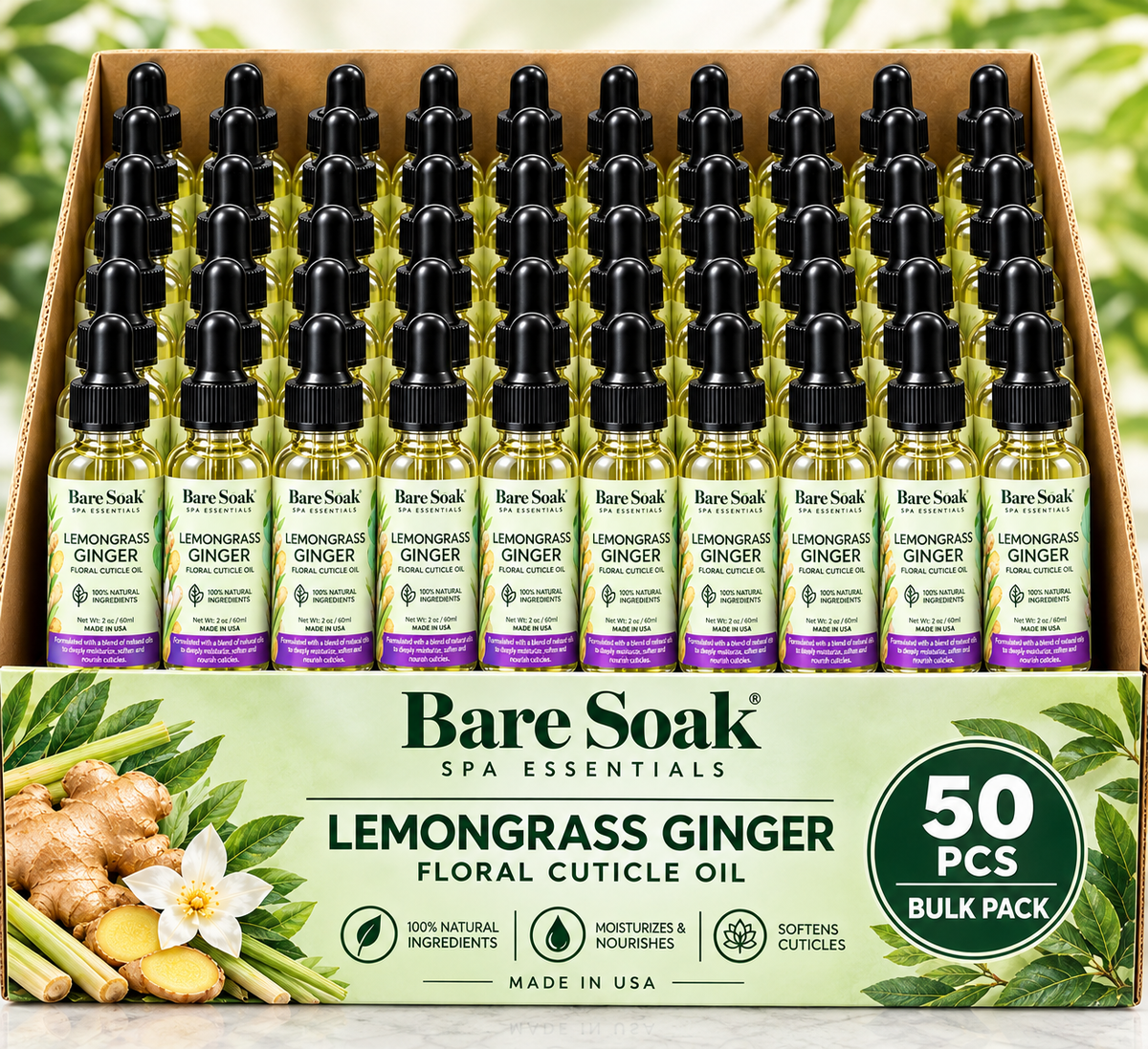 BARE SOAK CUTICLE OIL 2OZ. - LEMONGRASS GINGER
