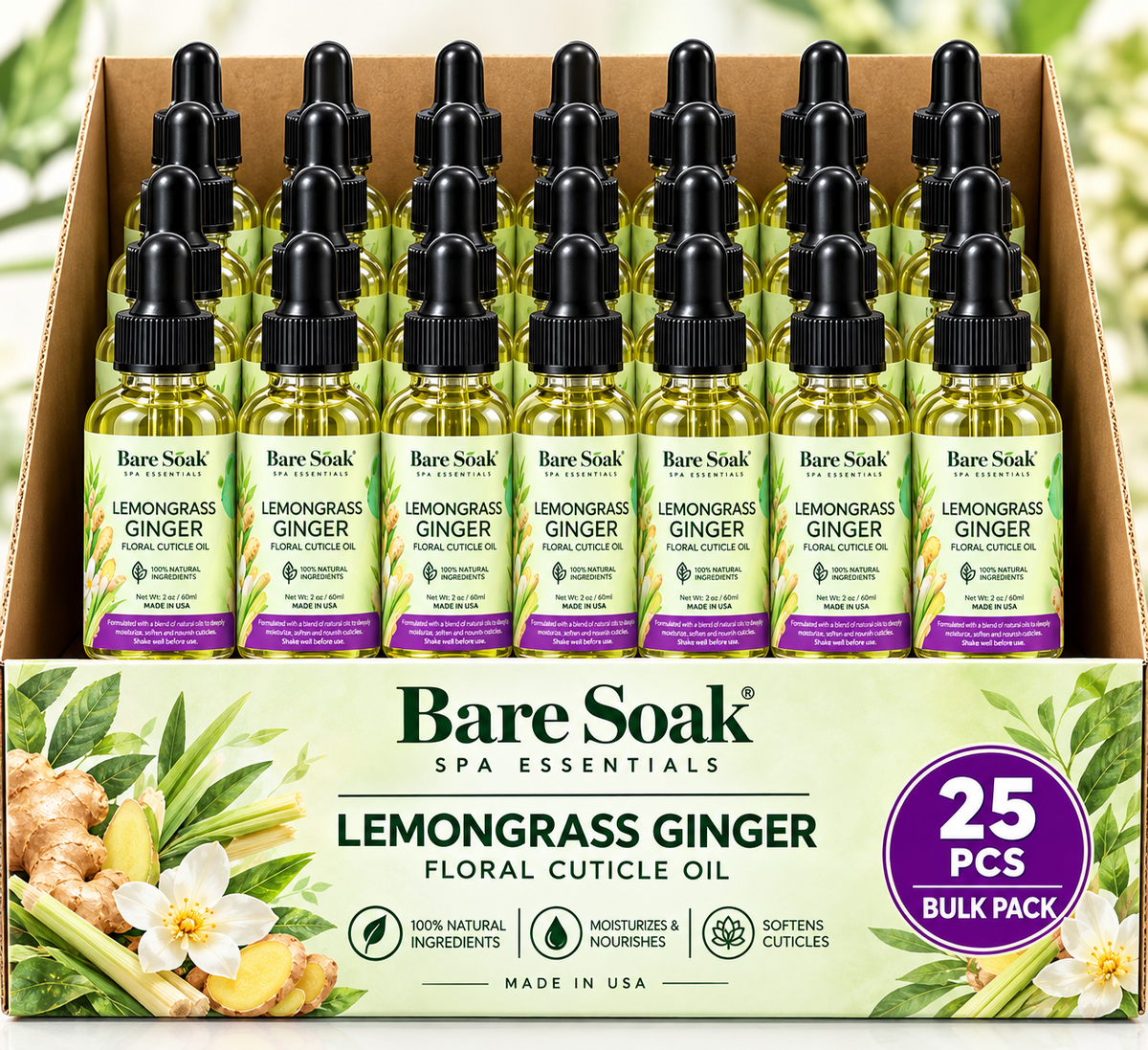 BARE SOAK CUTICLE OIL 2OZ. - LEMONGRASS GINGER