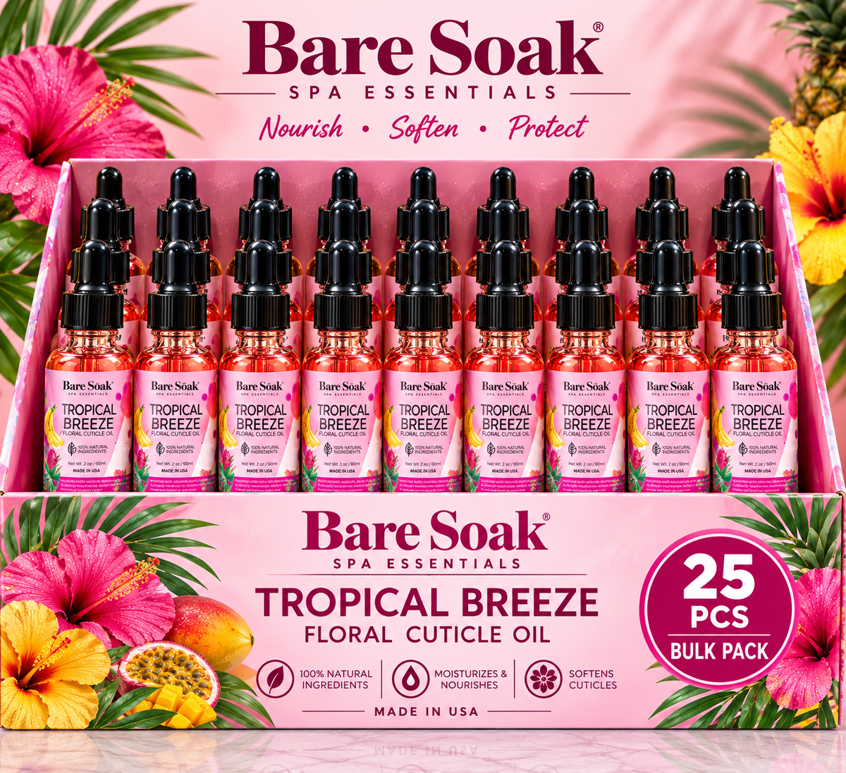 BARE SOAK CUTICLE OIL 2OZ. - TROPICAL BREEZE